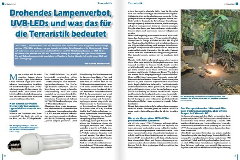 Aktueller Stand zu UV-B-LEDs in der Terraristik Aktueller Stand zu UV-B-LEDs in der Terraristik